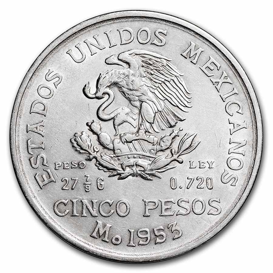 Buy 1953 Mexican Silver 5 Pesos Hidalgo Bicentennial | APMEX