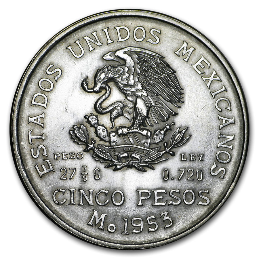 1953-mexico-silver-5-pesos-hidalgo-bu-asw-6431-oz-coin-for-sale-5