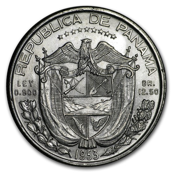 1953 Panama Silver 1/2 Balboa BU 1953 Panama Silver 1/2 Balboa BU