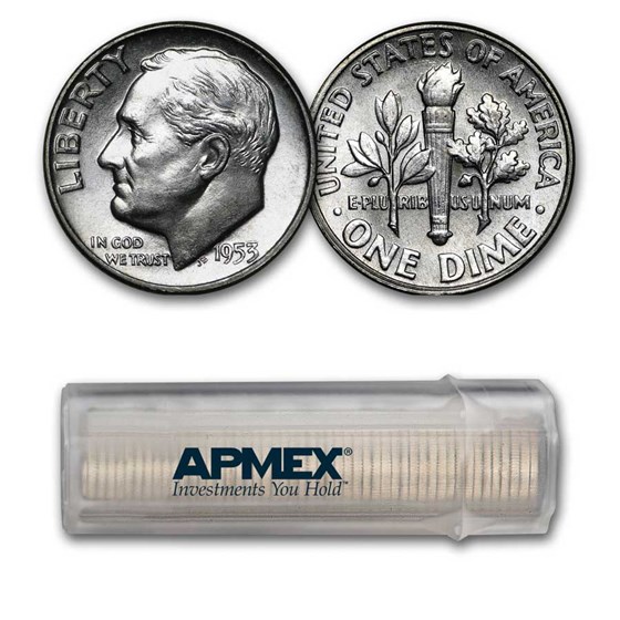 1953 Roosevelt Dime 50-Coin Roll BU 1953 Roosevelt Dime 50-Coin Roll BU