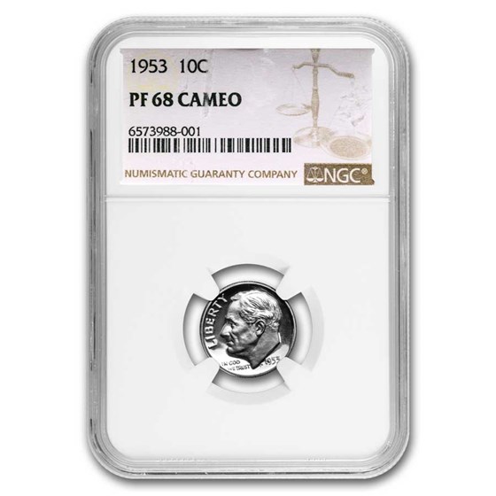 1953 Roosevelt Dime PF-68 Cameo NGC 1953 Roosevelt Dime PF-68 Cameo NGC