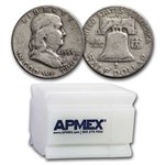1953-S Franklin Half Dollar 20-Coin Roll Avg Circ