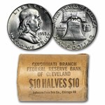 1953-S Franklin Half Dollar 20-Coin Roll BU (Bank Wrapped)