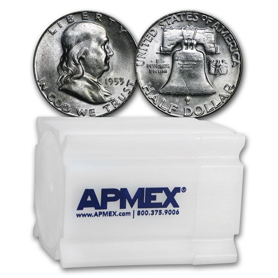 1953-S Franklin Half Dollar 20-Coin Roll BU 1953-S Franklin Half Dollar 20-Coin Roll BU