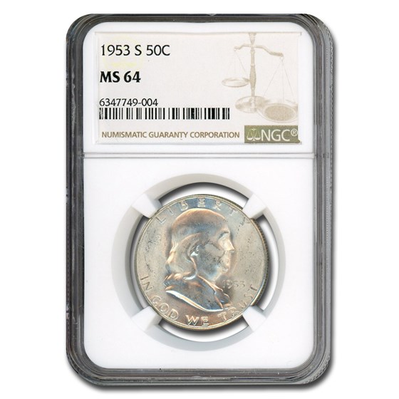 1953-S Franklin Half Dollar MS-64 NGC 1953-S Franklin Half Dollar MS-64 NGC