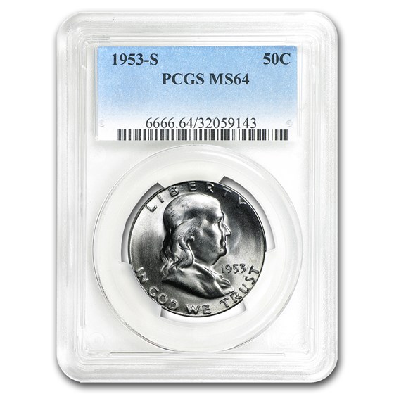 1953-S Franklin Half Dollar MS-64 PCGS 1953-S Franklin Half Dollar MS-64 PCGS