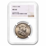 1953-S Franklin Half Dollar MS-66 NGC