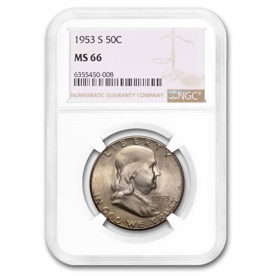 1953-S Franklin Half Dollar MS-66 NGC