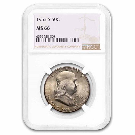 1953-S Franklin Half Dollar MS-66 NGC 1953-S Franklin Half Dollar MS-66 NGC