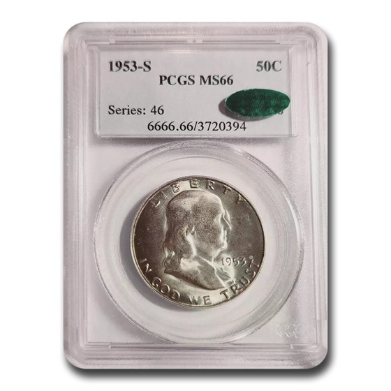 1953-S Franklin Half Dollar MS-66 PCGS CAC 1953-S Franklin Half Dollar MS-66 PCGS CAC