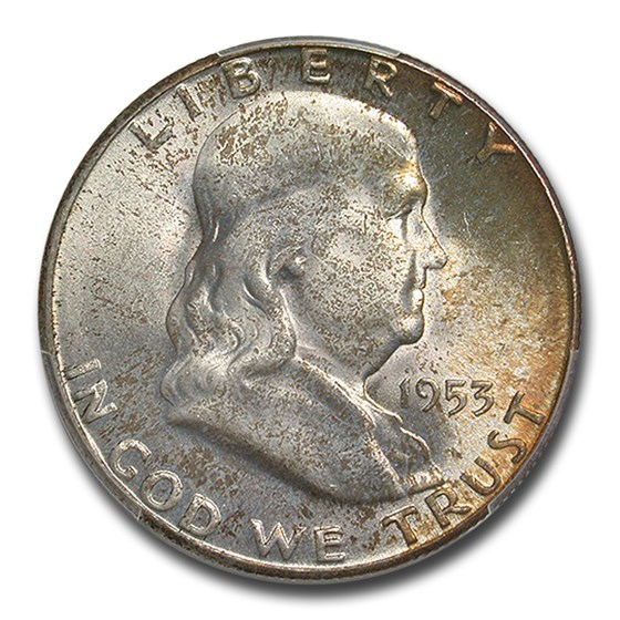 1953-S Franklin Half Dollar MS-66 PCGS (Mint Set Toning) 1953-S Franklin Half Dollar MS-66 PCGS (Mint Set Toning)