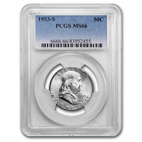 1953-S Franklin Half Dollar MS-66 PCGS 1953-S Franklin Half Dollar MS-66 PCGS