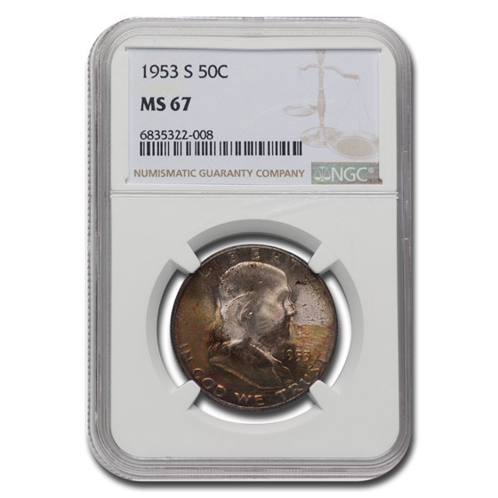 1953-S Franklin Half Dollar MS-67 NGC 1953-S Franklin Half Dollar MS-67 NGC