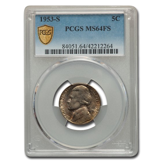 1953-S Jefferson Nickel MS-64 PCGS (FS) 1953-S Jefferson Nickel MS-64 PCGS (FS)