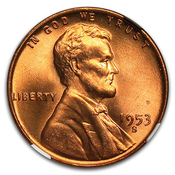 1953-S Lincoln Cent MS-67 NGC (Red)