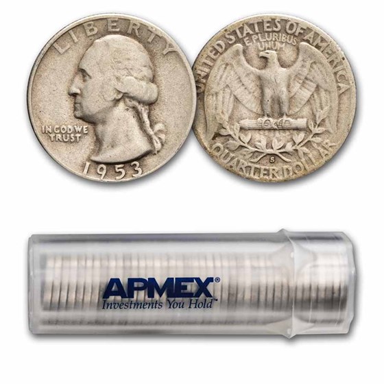 1953-S Washington Quarter 40-Coin Roll Avg Circ 1953-S Washington Quarter 40-Coin Roll Avg Circ