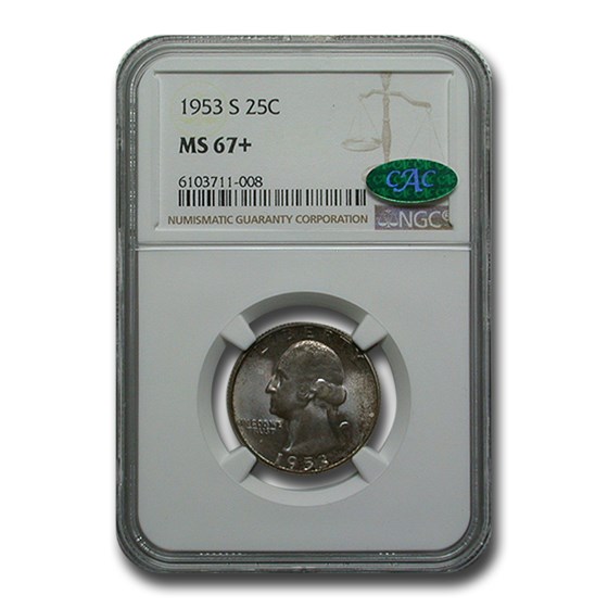 1953-S Washington Quarter MS-67+ NGC CAC 1953-S Washington Quarter MS-67+ NGC CAC