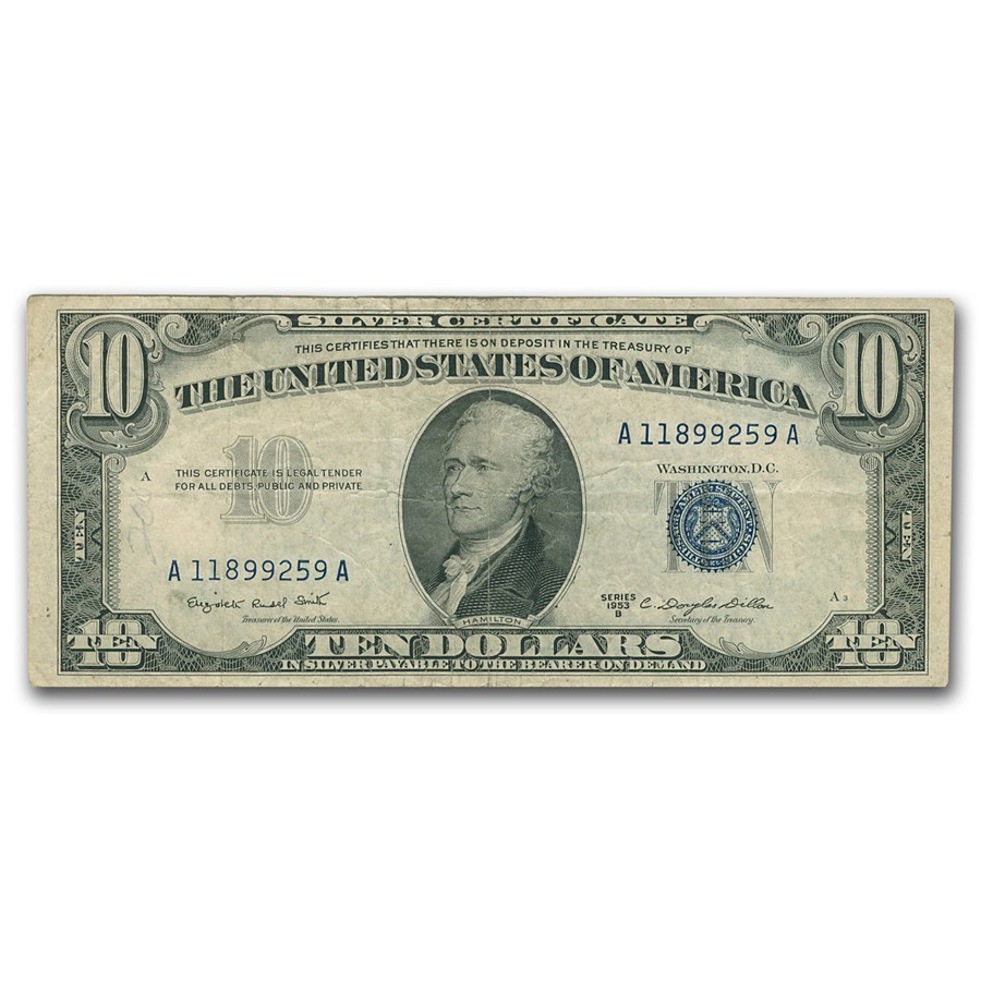 1953 thru 1953-B $10 Silver Certificates VF