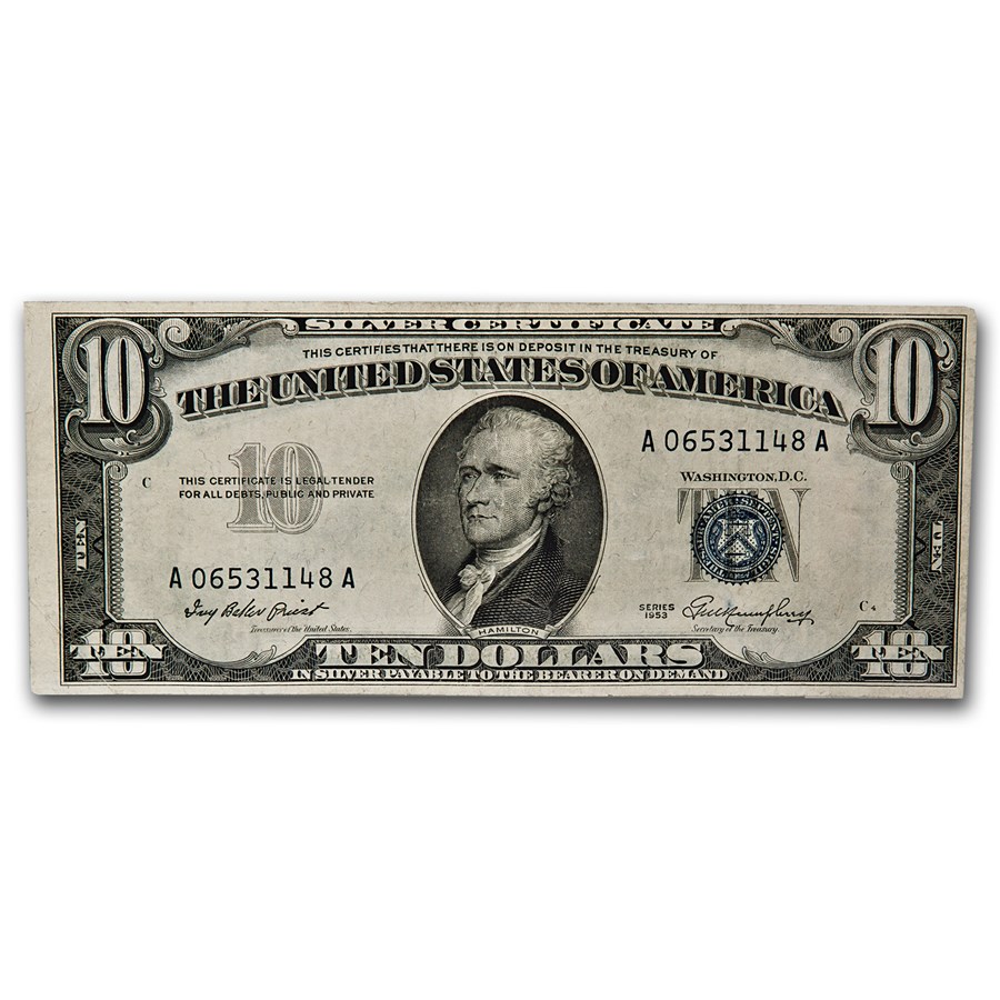 1953 thru 1953-B $10 Silver Certificates XF