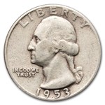 1953 Washington Quarter 40-Coin Roll Avg Circ