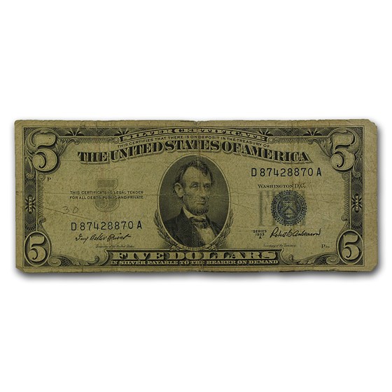 1953's $5.00 Silver Certificate Cull/Good 1953's $5.00 Silver Certificate Cull/Good
