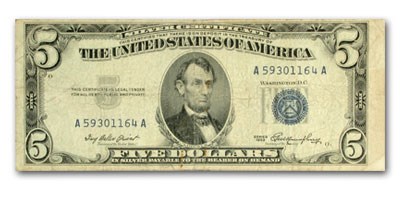 1953s $5.00 Silver Certificate VG/VF 1953s $5.00 Silver Certificate VG/VF