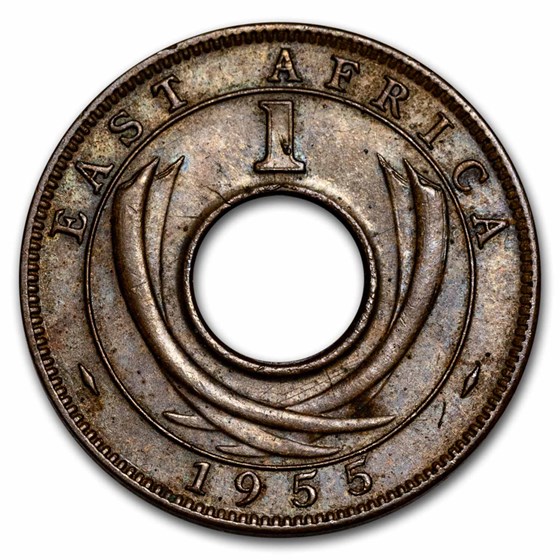 1954-1962 British East Africa Bronze 1 Cent Elizabeth II Avg Circ 1954-1962 British East Africa Bronze 1 Cent Elizabeth II Avg Circ