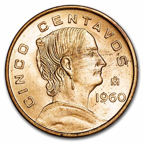 1954-1969 Mexico 5 Centavos Josefa Ortiz de Dominguez BU 1954-1969 Mexico 5 Centavos Josefa Ortiz de Dominguez BU