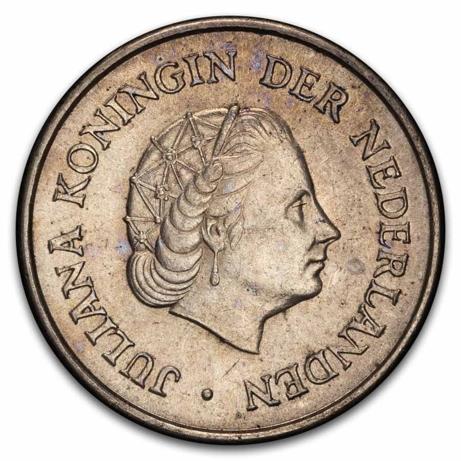 1954-1970 Netherlands Antilles Silver 1/4 Gulden AU/BU
