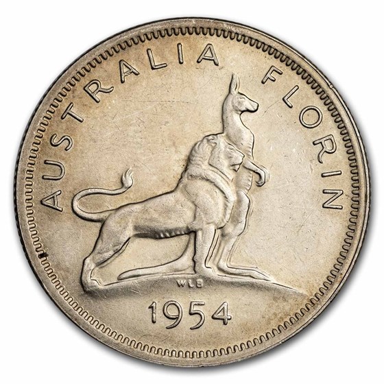 1954 Australia Silver Florin Elizabeth II BU (Royal Visit) 1954 Australia Silver Florin Elizabeth II BU (Royal Visit)