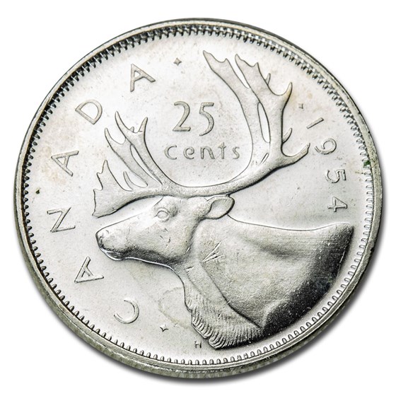 1954 Canada Silver 25 Cents Elizabeth II BU/Prooflike 1954 Canada Silver 25 Cents Elizabeth II BU/Prooflike