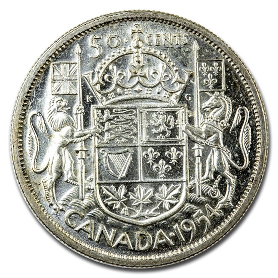 1954 Canada Silver 50 Cents Elizabeth II BU/Prooflike 1954 Canada Silver 50 Cents Elizabeth II BU/Prooflike