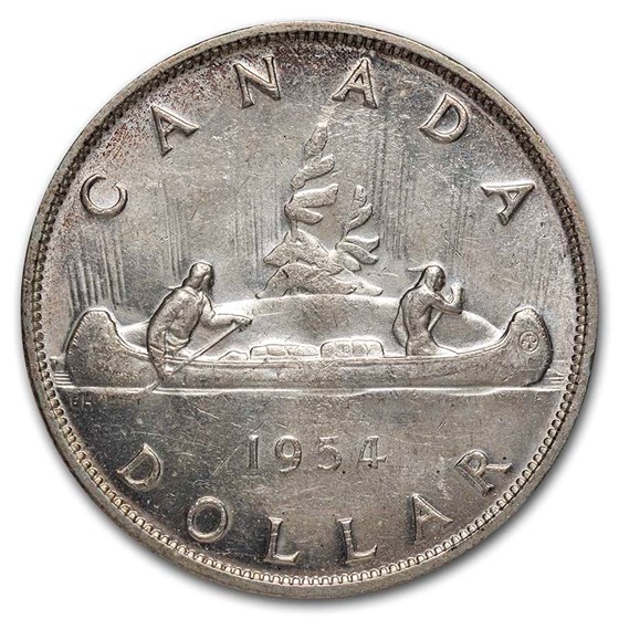 1954 Canada Silver Dollar Elizabeth II AU 1954 Canada Silver Dollar Elizabeth II AU