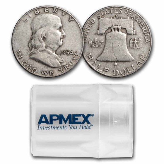 1954-D Franklin Half Dollar 20-Coin Roll Avg Circ 1954-D Franklin Half Dollar 20-Coin Roll Avg Circ