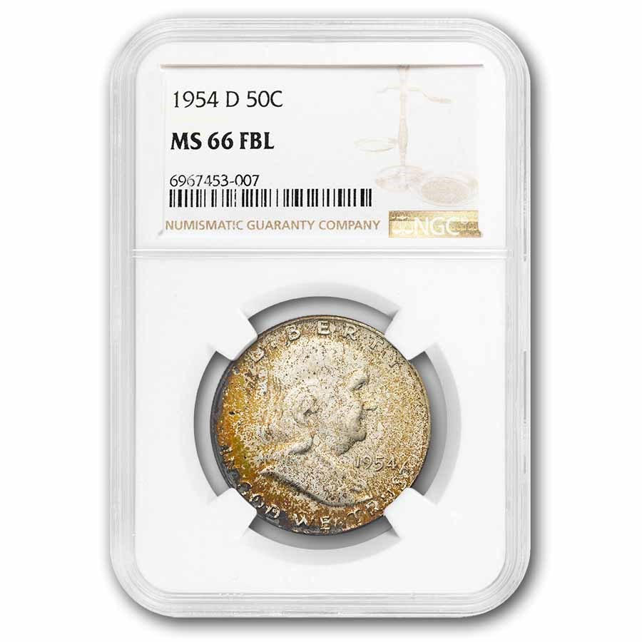 1954-D Franklin Half Dollar MS-66 NGC (FBL) Toned