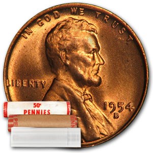 1954-D Lincoln Cent 50-Coin Roll BU 1954-D Lincoln Cent 50-Coin Roll BU