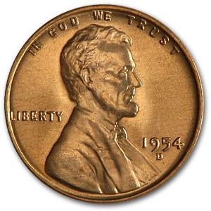 1954-D Lincoln Cent BU (Red) 1954-D Lincoln Cent BU (Red)
