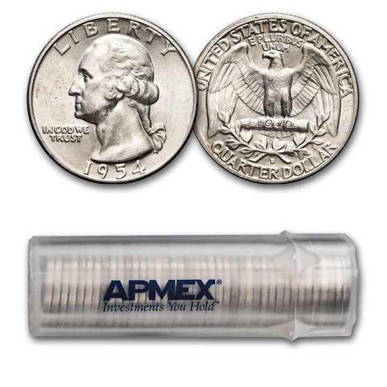 1954-D Washington Quarter 40-Coin Roll BU 1954-D Washington Quarter 40-Coin Roll BU