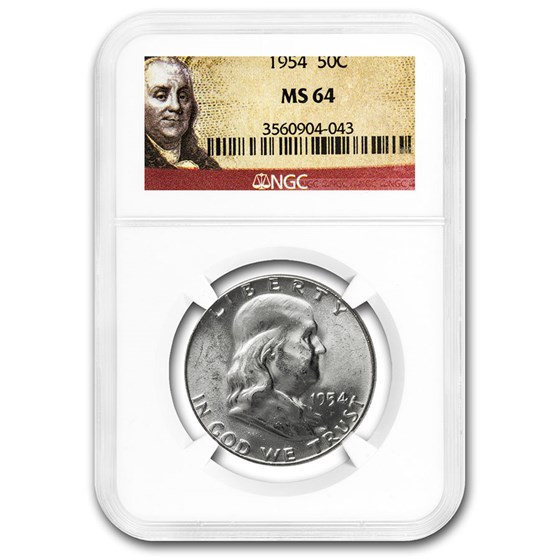1954 Franklin Half Dollar MS-64 NGC 1954 Franklin Half Dollar MS-64 NGC