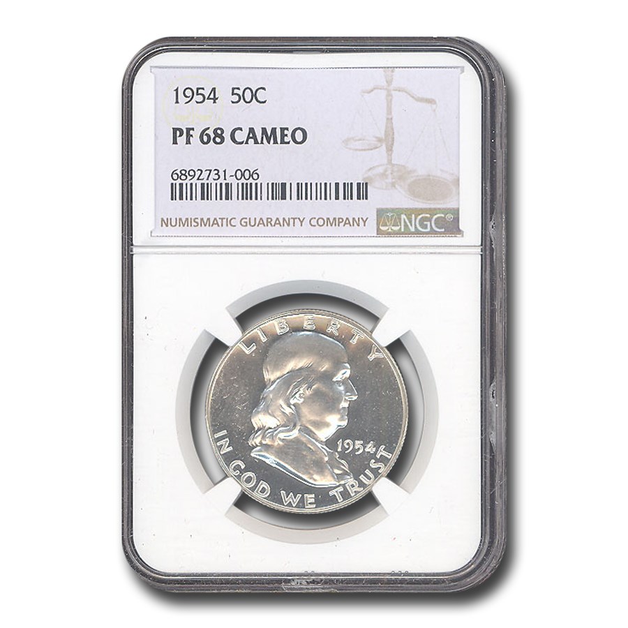 1954 Franklin Half Dollar PF-68 Cameo NGC