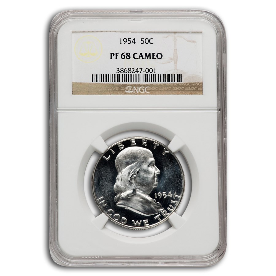 1954 Franklin Half Dollar PF-68 Cameo NGC