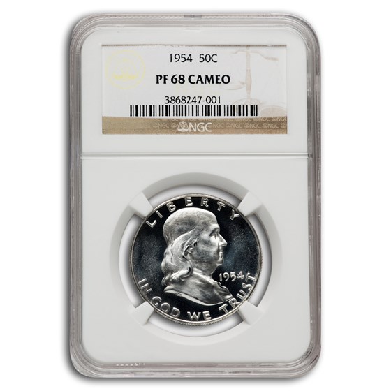 1954 Franklin Half Dollar PF-68 Cameo NGC 1954 Franklin Half Dollar PF-68 Cameo NGC