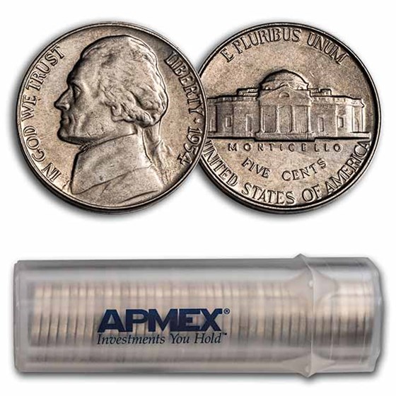 1954 Jefferson Nickel 40-Coin Roll BU 1954 Jefferson Nickel 40-Coin Roll BU