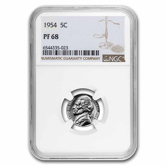 1954 Jefferson Nickel PF-68 NGC 1954 Jefferson Nickel PF-68 NGC