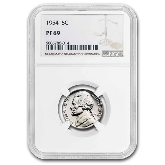 1954 Jefferson Nickel PF-69 NGC 1954 Jefferson Nickel PF-69 NGC