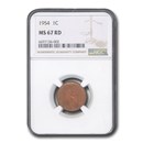 1954 Lincoln Cent MS-67 NGC (Red)