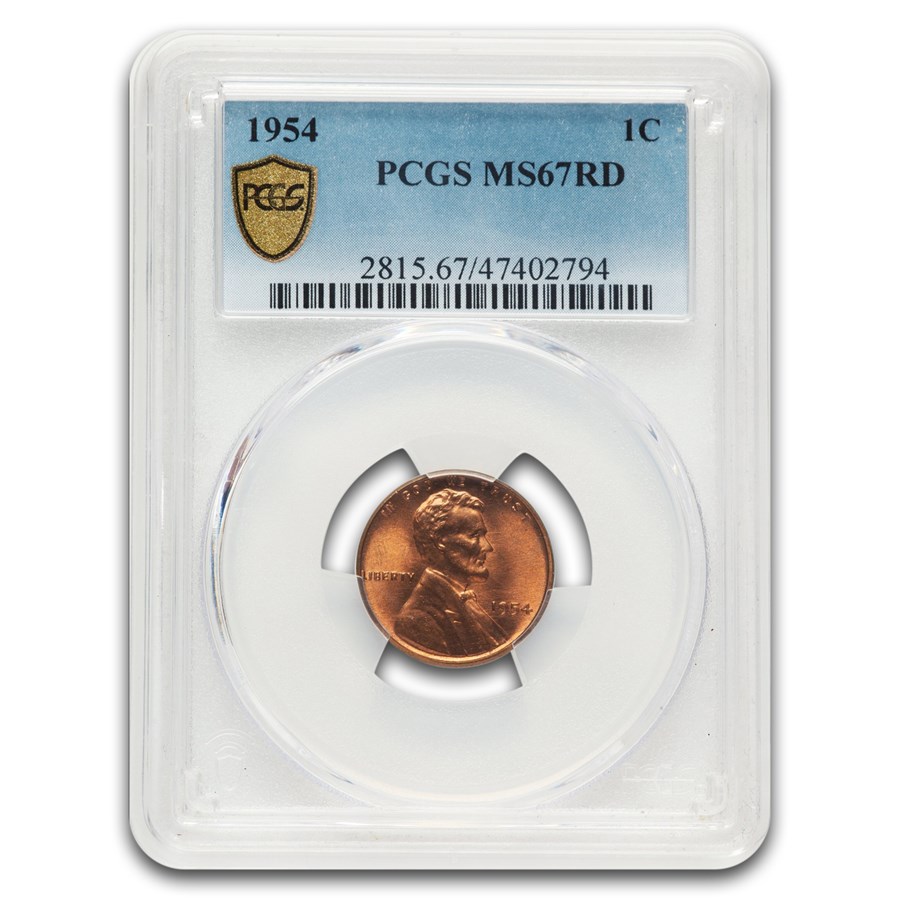 1954 Lincoln Cent MS-67 PCGS (Red)