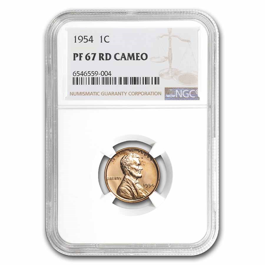 1954 Lincoln Cent PF-67 Cameo NGC (Red)