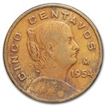 1954 Mexico 5 Centavos Josefa Ortiz de Dominguez Avg Circ (w/Dot)