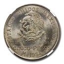 1954-Mo Mexico Silver 5 Pesos MS-65 NGC